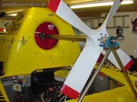 Main drive fan, and its location over the engine